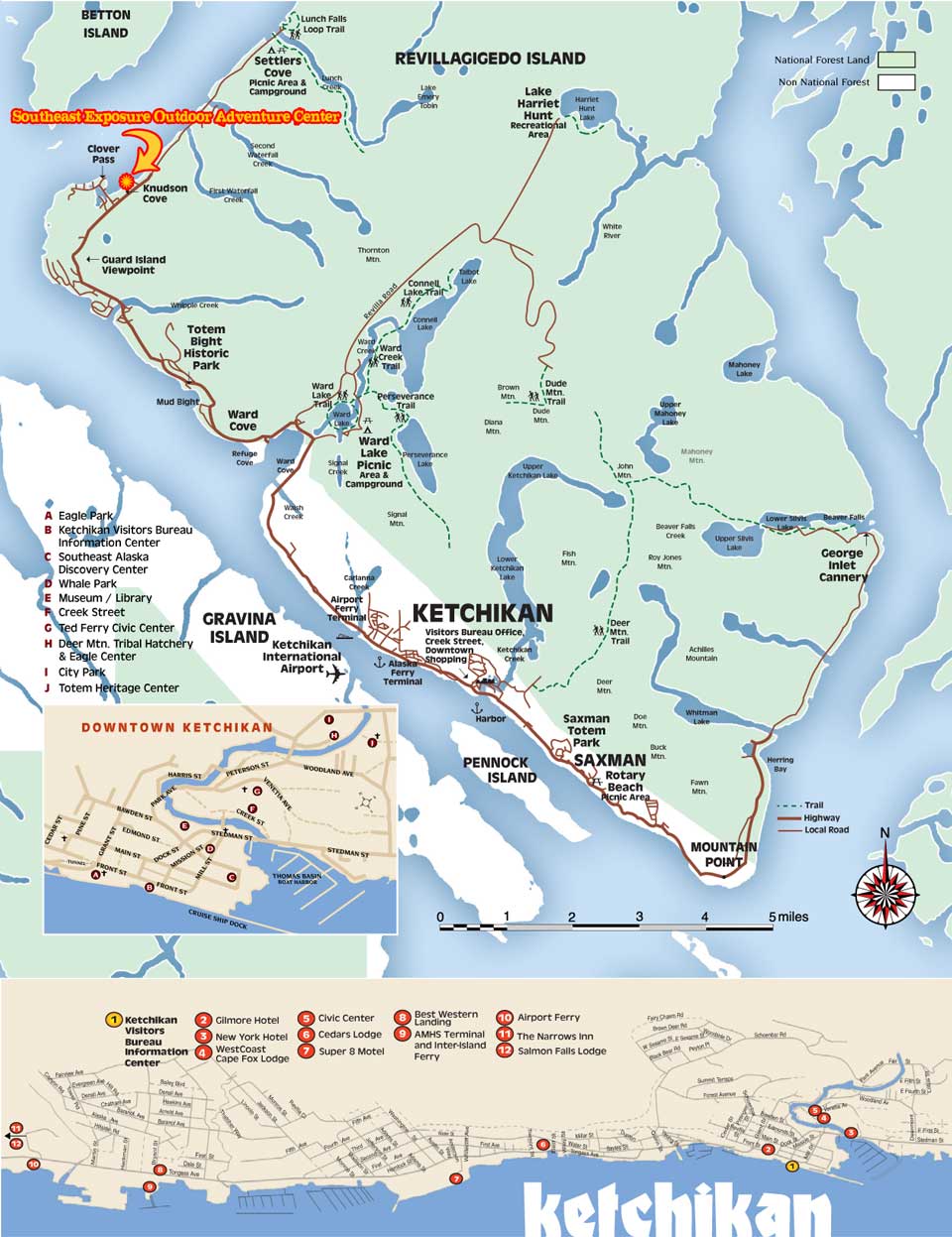 Map of Ketchikan and Town Center