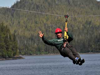 Ketchikan Alaska Zipline Adventure Park, Ziplining over the water
